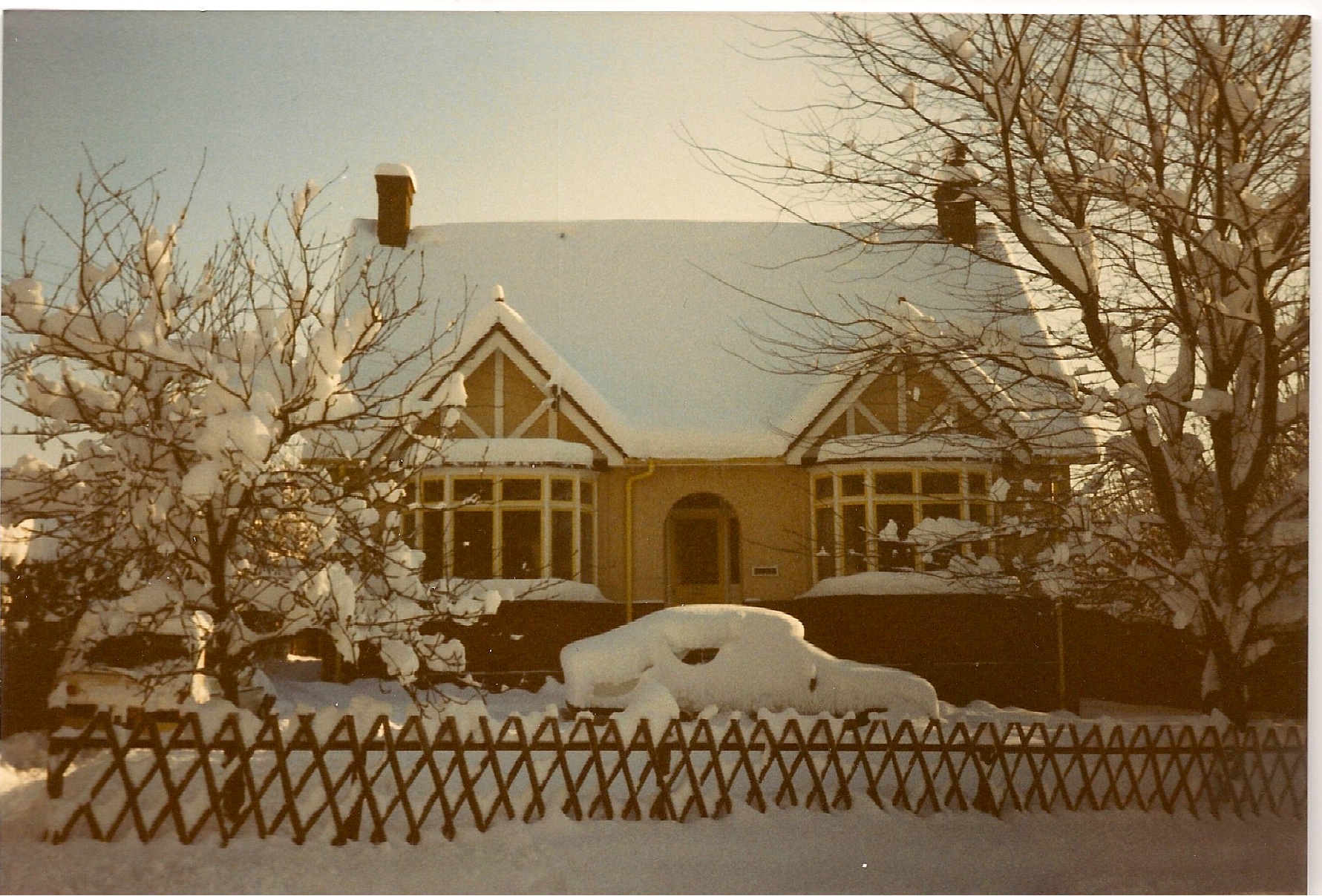 Snow in the garden of 27 Wigmore Road in 1987
